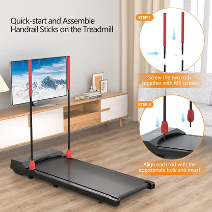 New Removable Walking Pad Foldable Electric Home Treadmill with Handrail & Remote Controller Motor Driven for Exercise