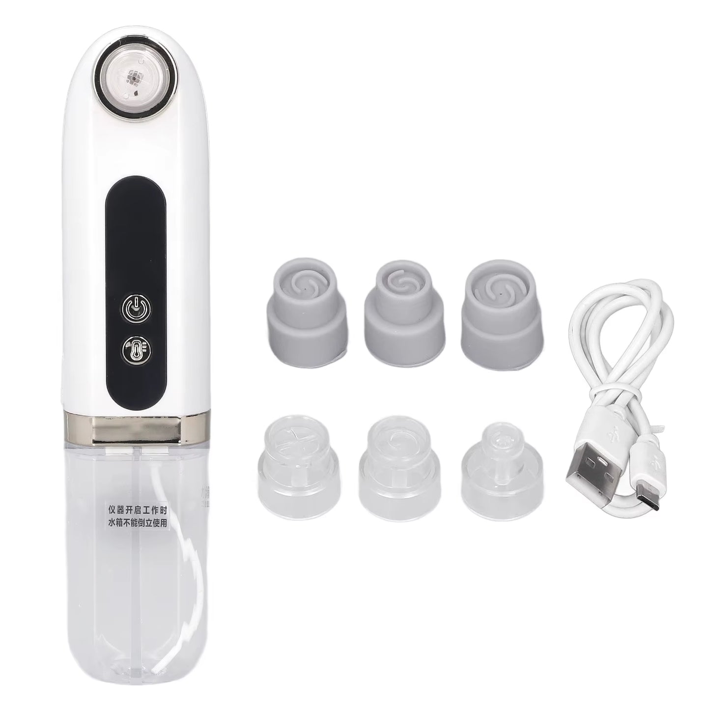 White Heads Removal Vacuum Pore Vacuum Cleaner 6 Suction Heads Oxygen Injector Blue LED Hydration USB Charging for Facial Care