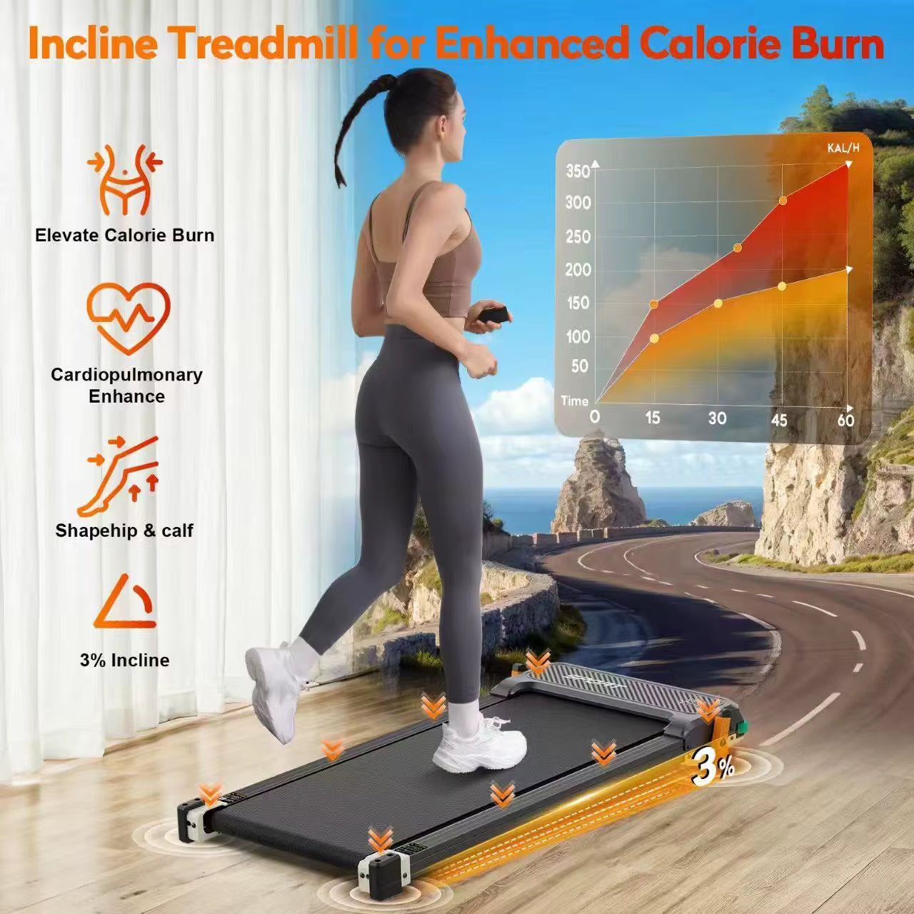 Multi-Functional Massage Treadmill Smart Walking Pad Portable Incline Running Machine for Home Use Space Saving Machine