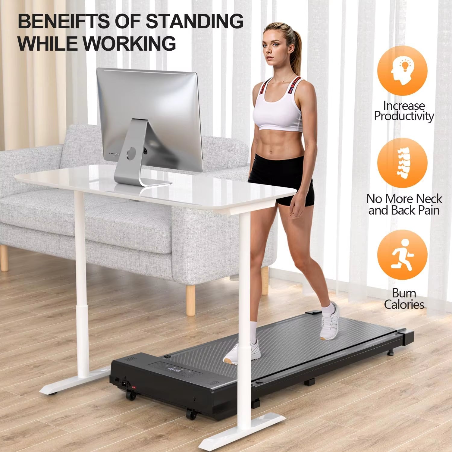 New Removable Walking Pad Foldable Electric Home Treadmill with Handrail & Remote Controller Motor Driven for Exercise