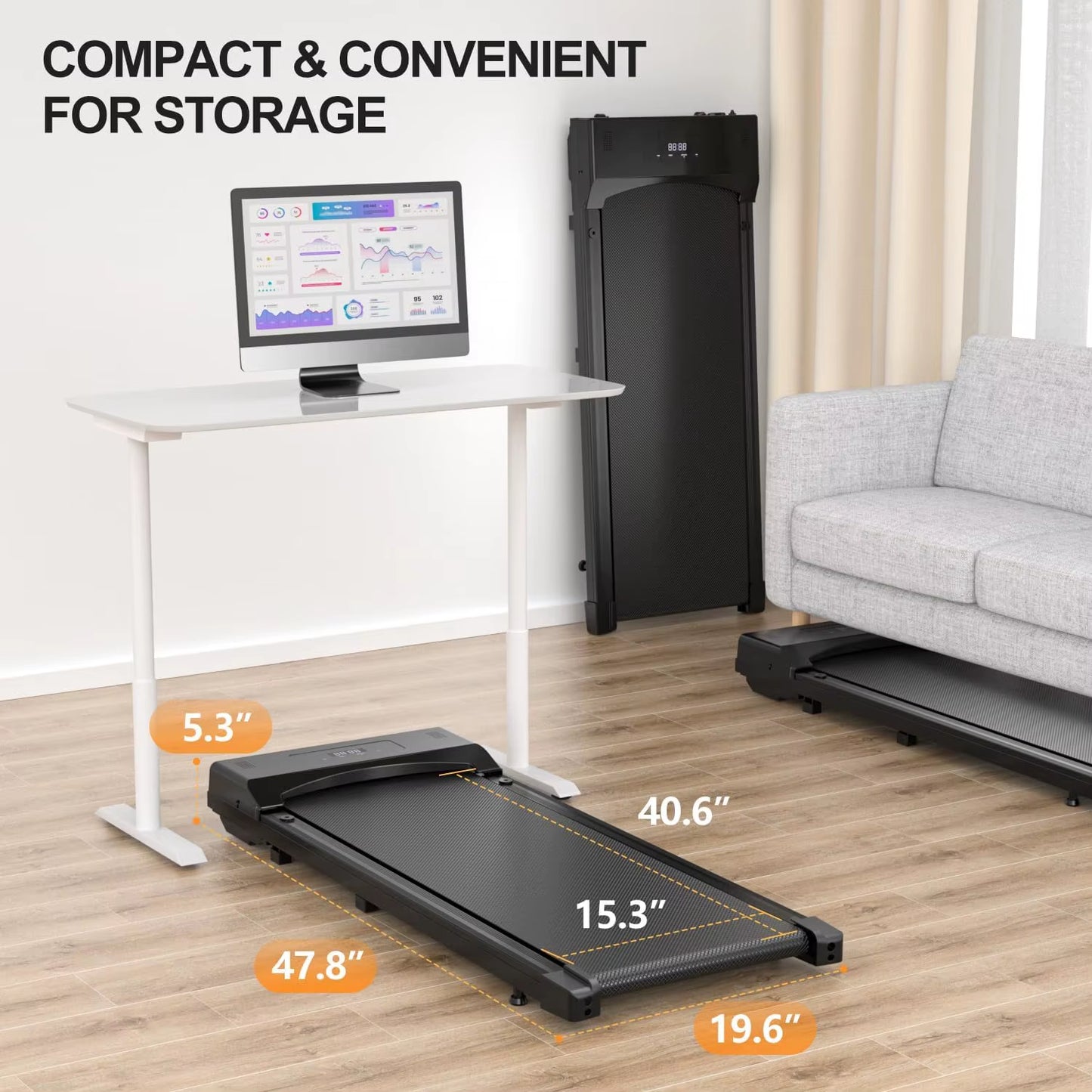 New Removable Walking Pad Foldable Electric Home Treadmill with Handrail & Remote Controller Motor Driven for Exercise