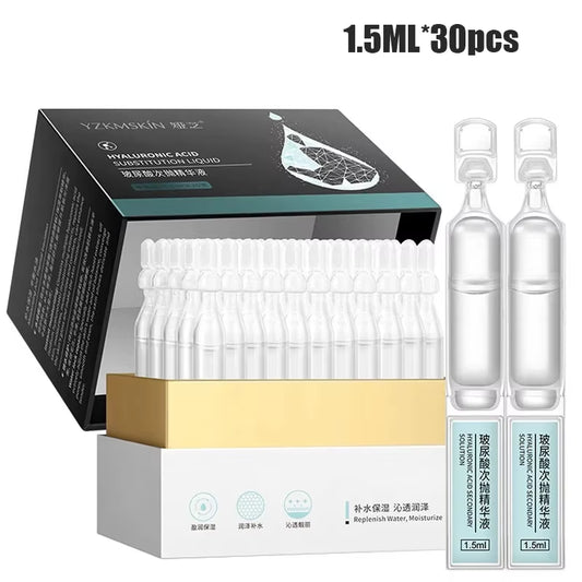 30Pcs Hyaluronic Acid Face Serum Solution Nourish Repair Fine Lines Facial Hydration Anti-Wrinkles Aging Face Care Essence Set