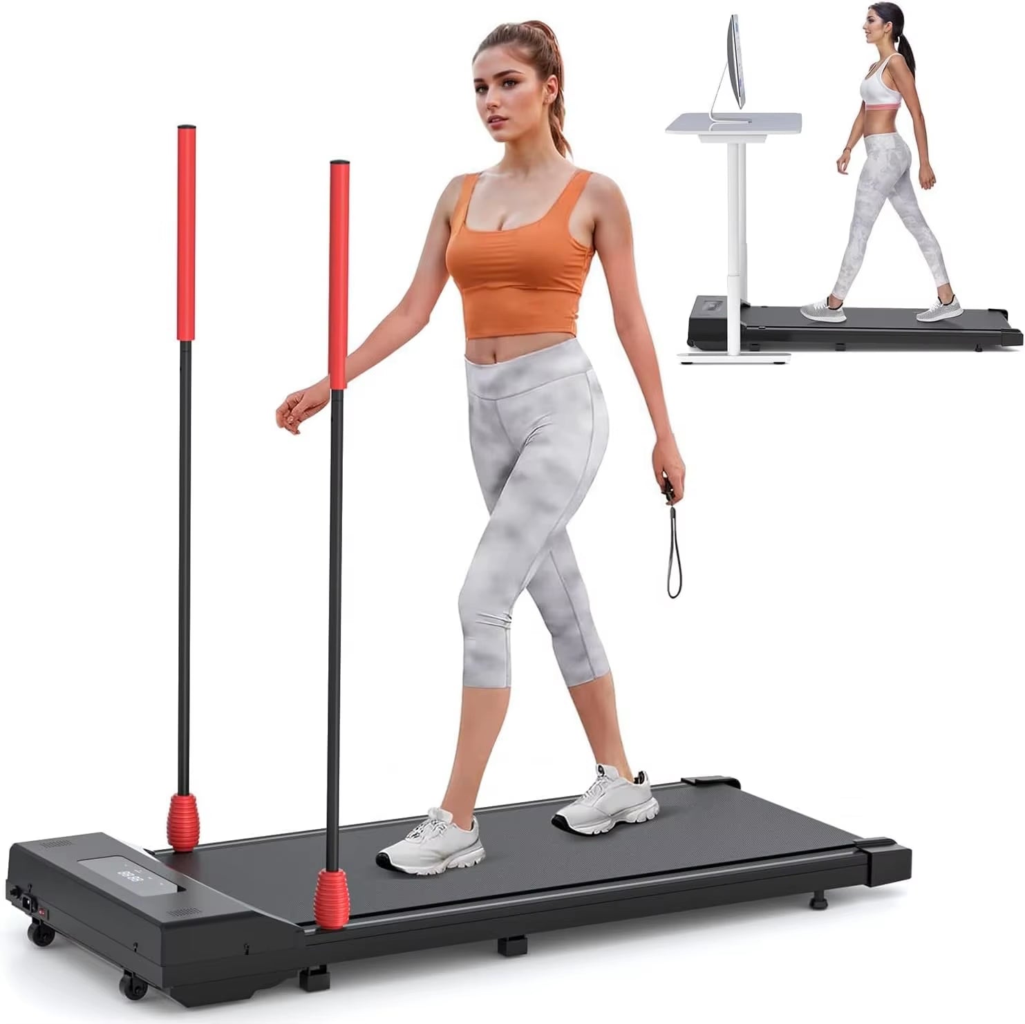 New Removable Walking Pad Foldable Electric Home Treadmill with Handrail & Remote Controller Motor Driven for Exercise