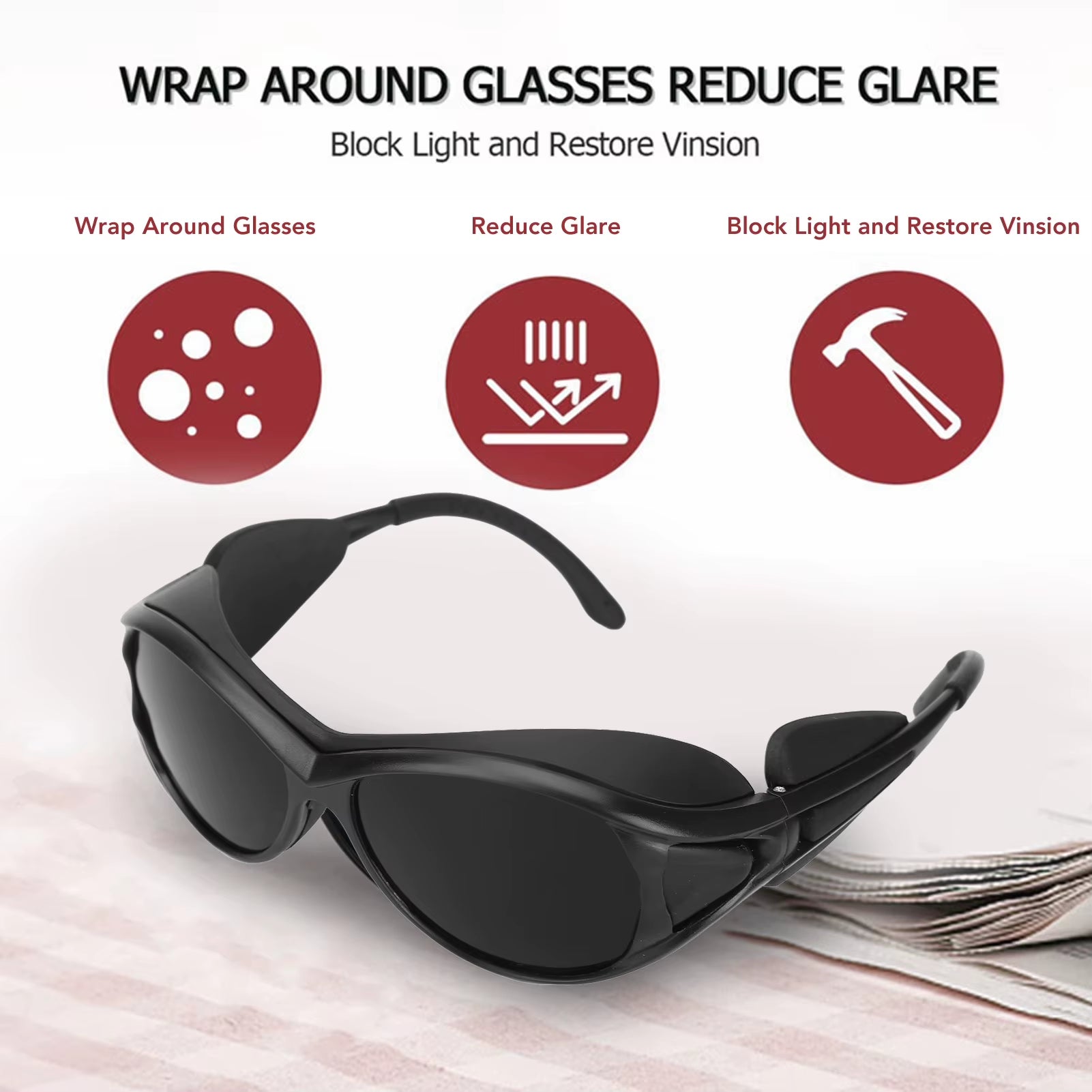 Laser Safety Glasses Red LED Light Protective Glasses Eyes for Tanning Goggles UV Blocking IPL Laser Safety Glasses